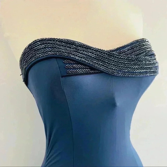 New Badgley Mischka One Piece Swimsuit Beaded Sz 8 - Picture 3 of 10